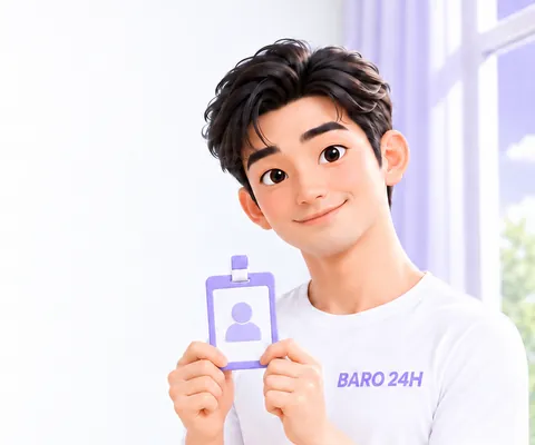 본인 명의 신분증을 보여 주는 3D 인물